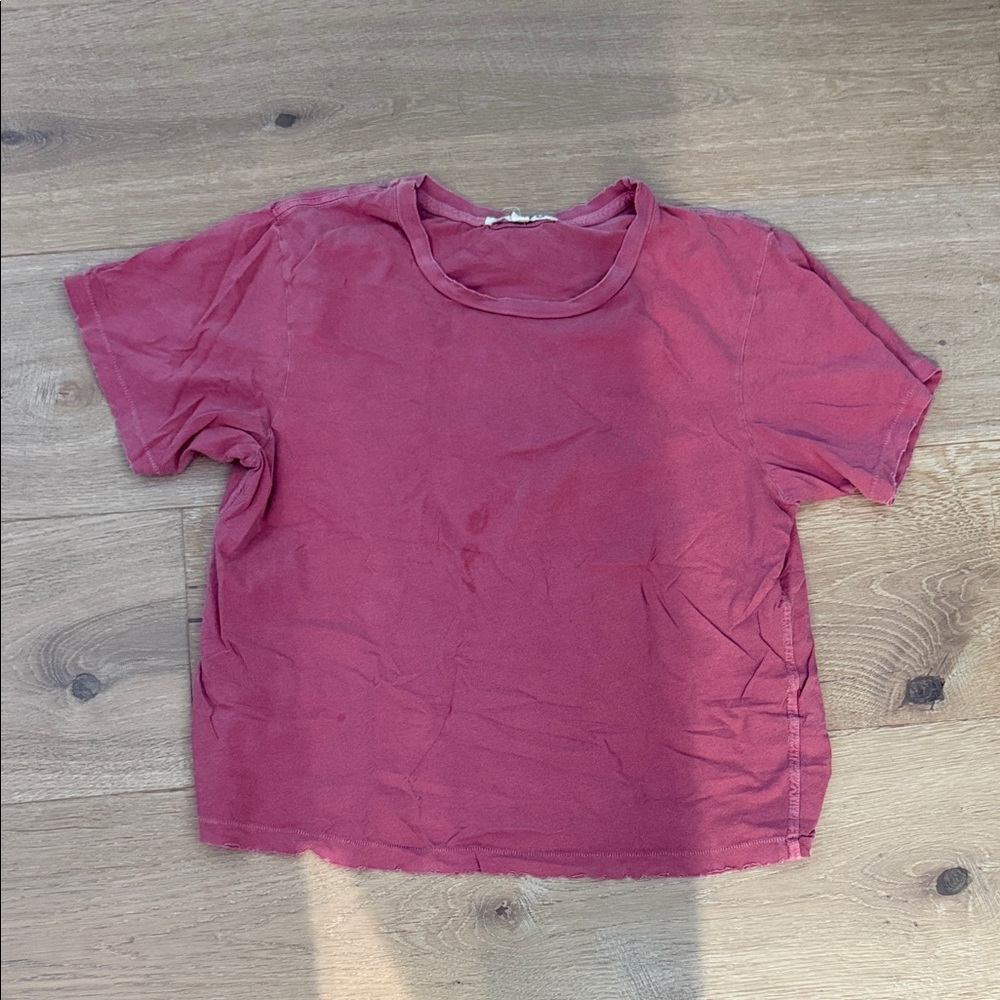 AMO Short Sleeve Cropped Tee in Dusty Rose